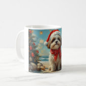 Shih Tzu Dog Christmas Vintag Beach Kaffeetasse (Vorderseite Links)