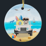 shih tzu Dog Driving on Beach Keramik Ornament<br><div class="desc">Ein schicker Tzu Hundefahrer am Strand ist eine Geschenkidee für jemanden,  der diese Hunderasse Liebe hat.</div>