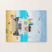 shih tzu Dog Driving on Beach Puzzle (Horizontal)