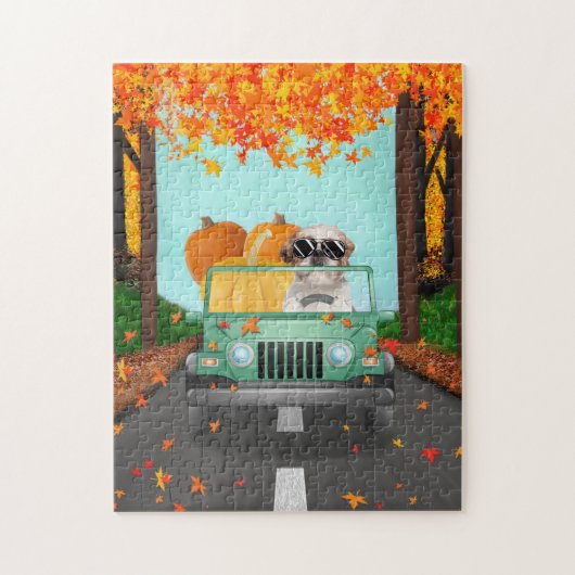 Shih Tzu Dog Fall Pumpkin  Puzzle (Vertikal)