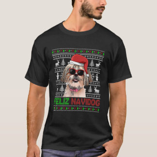 Shih Tzu Dog Feliz Navidog Funny Christmas T-Shirt