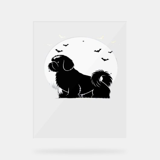 Shih Tzu Dog - Halloween Moon Silhouette Classic T Acrylschild (Vorderseite)