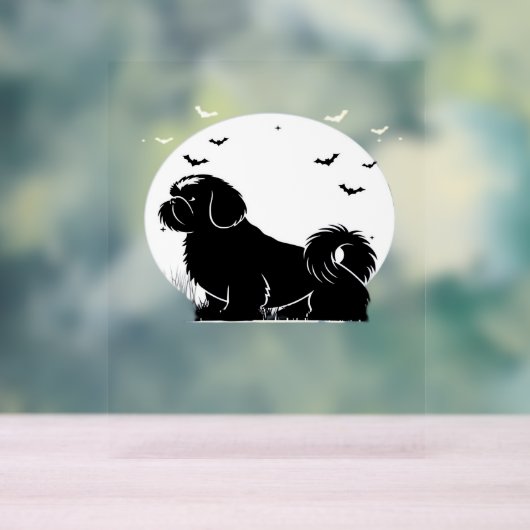 Shih Tzu Dog - Halloween Moon Silhouette Classic T Acrylschild (Neutral)