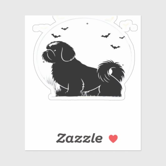 Shih Tzu Dog � Halloween Moon Silhouette Classic T Aufkleber (Blatt)