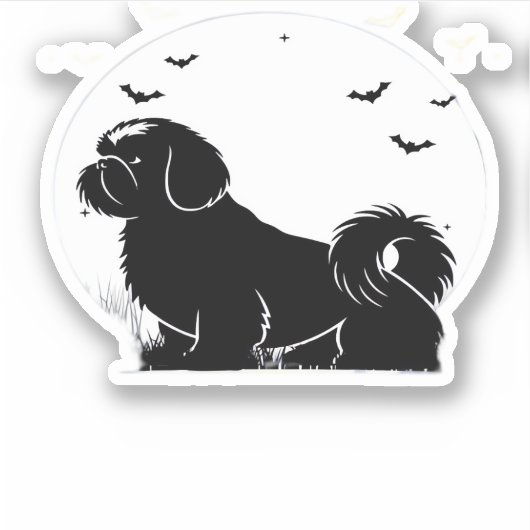 Shih Tzu Dog � Halloween Moon Silhouette Classic T Aufkleber (Vorderseite)