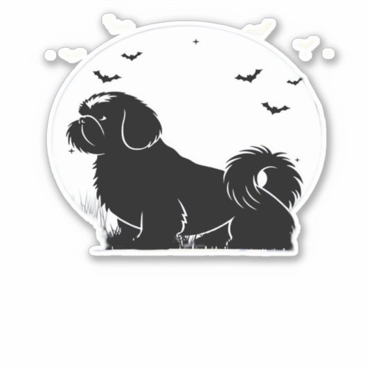 Shih Tzu Dog � Halloween Moon Silhouette Classic T Aufkleber (Vorderseite)