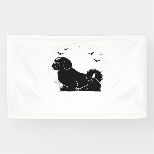 Shih Tzu Dog - Halloween Moon Silhouette Classic T Banner (Horizontal)