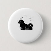 Shih Tzu Dog � Halloween Moon Silhouette Classic T Button (Vorderseite)