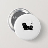 Shih Tzu Dog � Halloween Moon Silhouette Classic T Button (Vorne & Hinten)