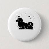 Shih Tzu Dog - Halloween Moon Silhouette Classic T Button (Vorderseite)