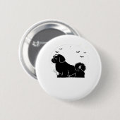 Shih Tzu Dog - Halloween Moon Silhouette Classic T Button (Vorne & Hinten)