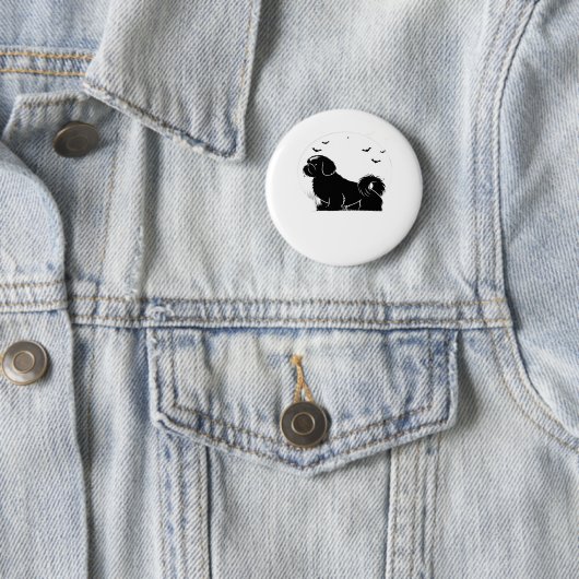 Shih Tzu Dog - Halloween Moon Silhouette Classic T Button (Beispiel)