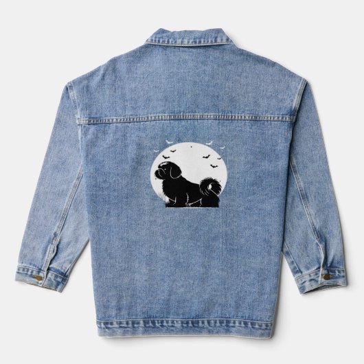 Shih Tzu Dog - Halloween Moon Silhouette Classic T Jeansjacke (Rückseite)