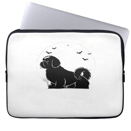 Shih Tzu Dog - Halloween Moon Silhouette Classic T Laptopschutzhülle (Vorderseite)