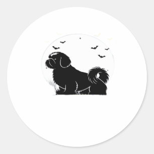 Shih Tzu Dog � Halloween Moon Silhouette Classic T Runder Aufkleber