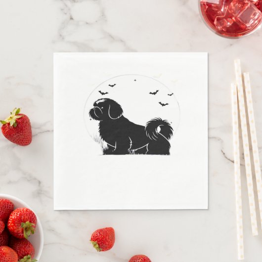 Shih Tzu Dog - Halloween Moon Silhouette Classic T Serviette (Beispiel)