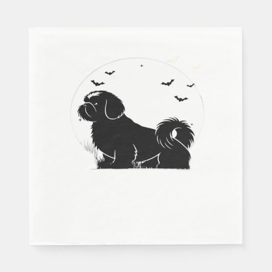 Shih Tzu Dog - Halloween Moon Silhouette Classic T Serviette (Vorderseite)