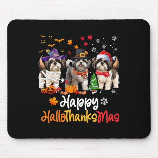 Shih Tzu Dog Halloween Weihnachtsgeschenk Hallowee Mousepad (Vorne)