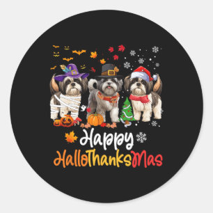 Shih Tzu Dog Halloween Weihnachtsgeschenk Hallowee Runder Aufkleber