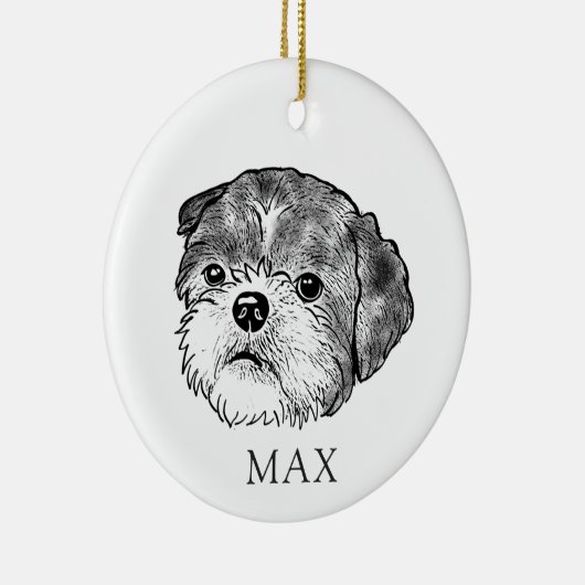 Shih Tzu Dog Hand Zeichne Personalisiert Keramik Ornament (Rechts)