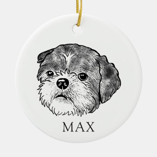 Shih Tzu Dog Hand Zeichne Personalisiert Keramik Ornament (Vorne)