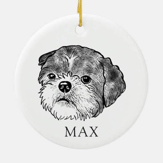 Shih Tzu Dog Hand Zeichne Personalisiert Keramik Ornament (Hinten)