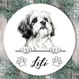 Shih Tzu Dog Hand Zeichne Personalisiert Runder Aufkleber