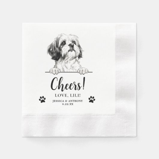 Shih Tzu Dog Hand Zeichnend Personalisierte Beifal Serviette (Vorderseite)