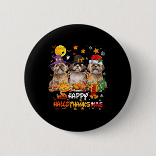 Shih Tzu Dog Happy Halloween Erntedank Merry Ch Button
