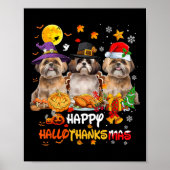 Shih Tzu Dog Happy Halloween Erntedank Merry Ch Poster (Vorne)