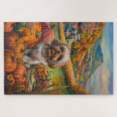 Shih Tzu Dog Herbsternte Erntedank Puzzle (Horizontal)