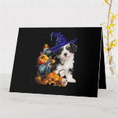 Shih Tzu Dog Hexe und Pumpkins Halloween Thanksgi Karte (Gelbe Blume)