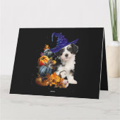 Shih Tzu Dog Hexe und Pumpkins Halloween Thanksgi Karte (Rückseite)