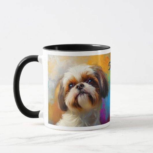 Shih Tzu Dog Impressionistisch Paint Tasse (Links)