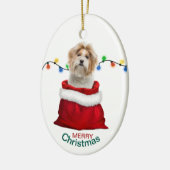 Shih Tzu Dog in der Holiday-Geschenktasche Keramik Ornament (Links)