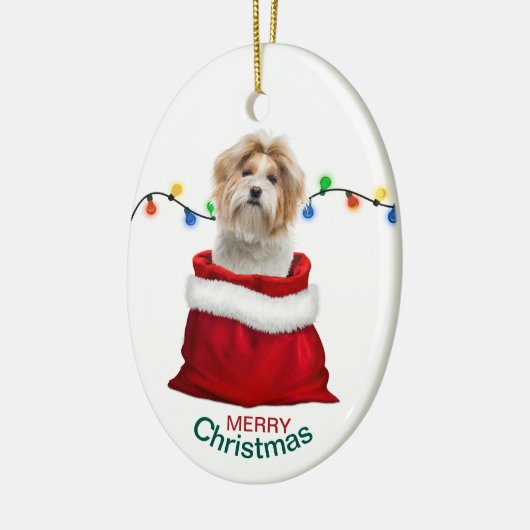 Shih Tzu Dog in der Holiday-Geschenktasche Keramik Ornament (Links)