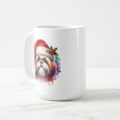 Shih Tzu Dog in der Weihnachtsmannmütze Weihnachte Kaffeetasse (Vorderseite Links)