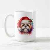 Shih Tzu Dog in der Weihnachtsmannmütze Weihnachte Kaffeetasse (Links)