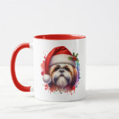 Shih Tzu Dog in der Weihnachtsmannmütze Weihnachte Tasse (Links)