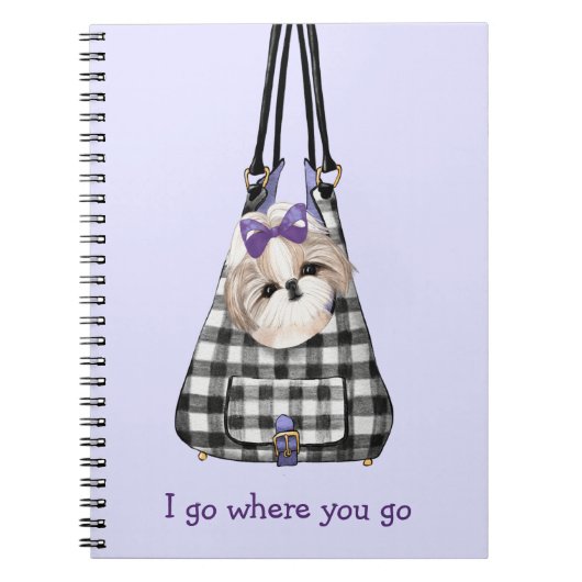 Shih Tzu Dog in einem Beutel-Notebook Notizblock (Vorderseite)