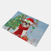 Shih Tzu Dog in Schnee Weihnachten Fußmatte (Schrägansicht)
