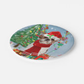 Shih Tzu Dog in Schnee Weihnachten Pappteller (Schrägansicht)