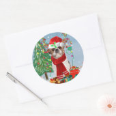 Shih Tzu Dog in Schnee Weihnachten Runder Aufkleber (Umschlag)