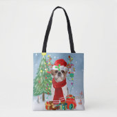 Shih Tzu Dog in Schnee Weihnachten Tasche (Vorderseite)