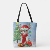 Shih Tzu Dog in Schnee Weihnachten Tasche (Rückseite)