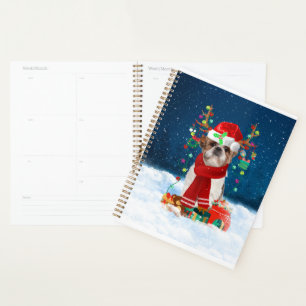 Shih Tzu Dog in Snow mit Weihnachtsgeschenken Planer