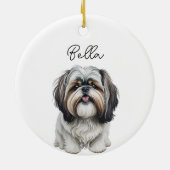 Shih Tzu Dog Individuelle Name Keramik Ornament (Hinten)