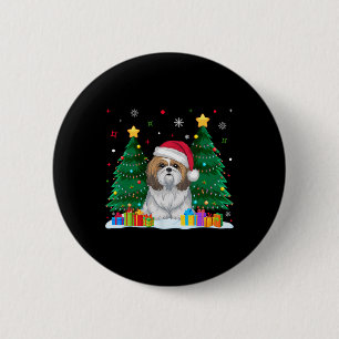 Shih Tzu Dog liebt Weihnachtsmannmütze Ugly Christ Button