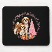 Shih Tzu Dog Light Snow Merry Christmas Hat Santa Mousepad (Vorne)