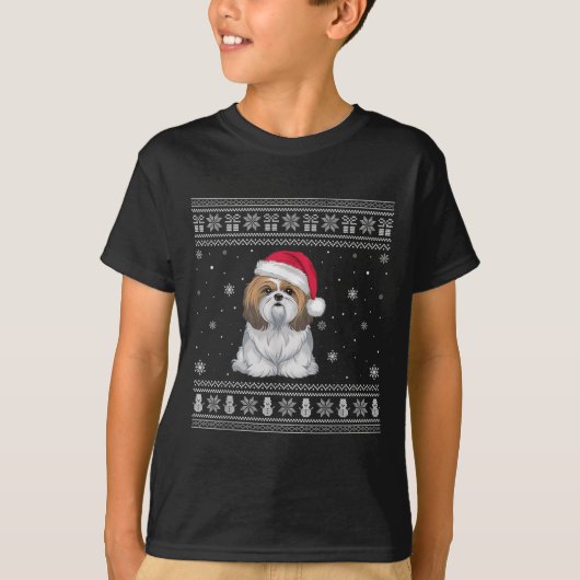 Shih Tzu Dog Lovers Men Women Santa Ugly Xmas Swea T-Shirt (Vorderseite)